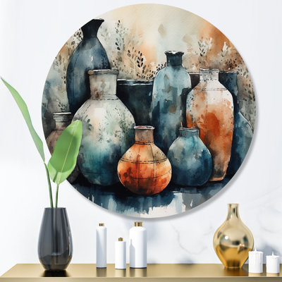 " Blue And Orange Artisanal Boho Pottery II "