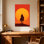 «Landscape & Nature Silhouette Cowboy Horse Sunset», reproduction d'art sur fond orange