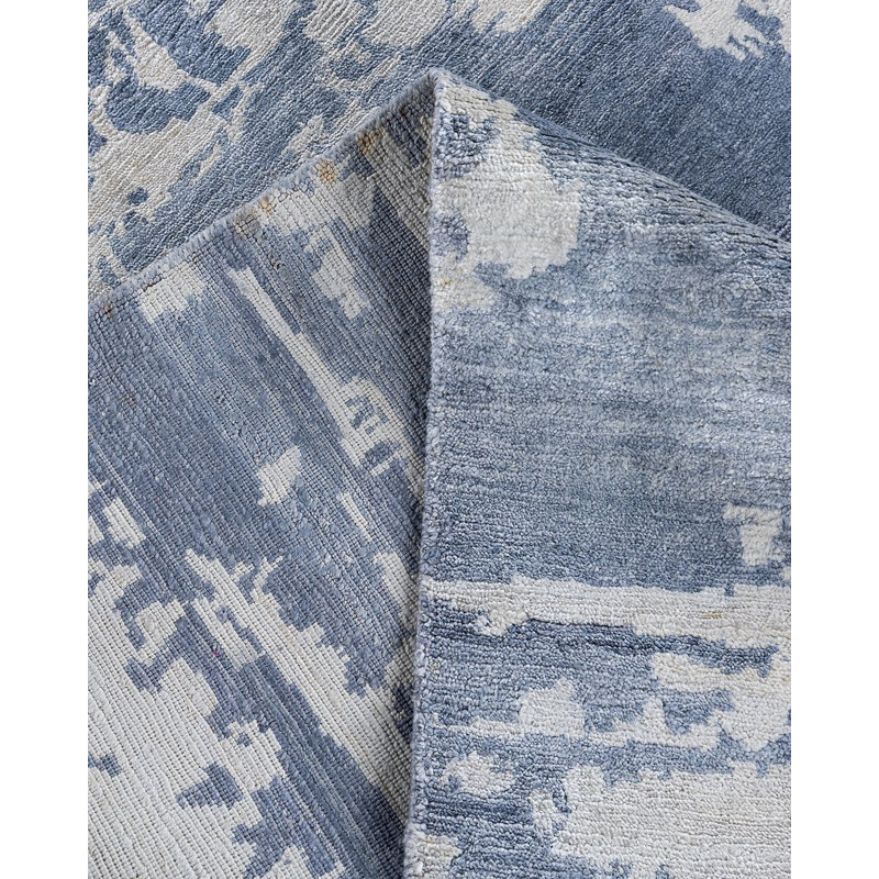 Tapis moderne noué à la main de conception unique - gris, 9 pi 1 po x 12 pi 2 po Modern