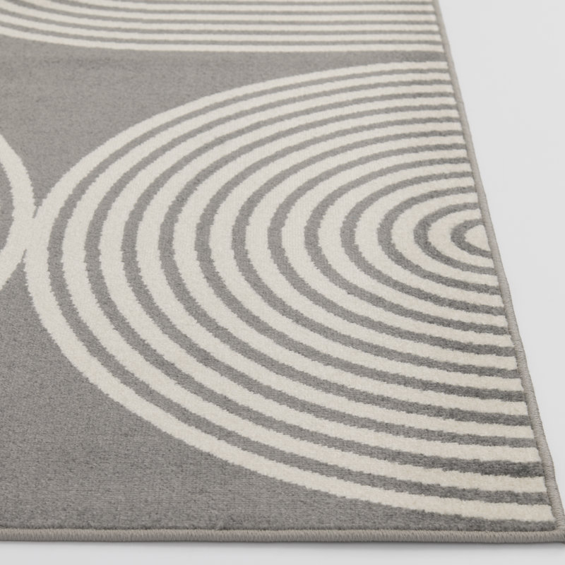 Tapis intérieur / extérieur gris en polypropylène touffeté à la machine Barraco, Rectangle 2 pi x 3 pi