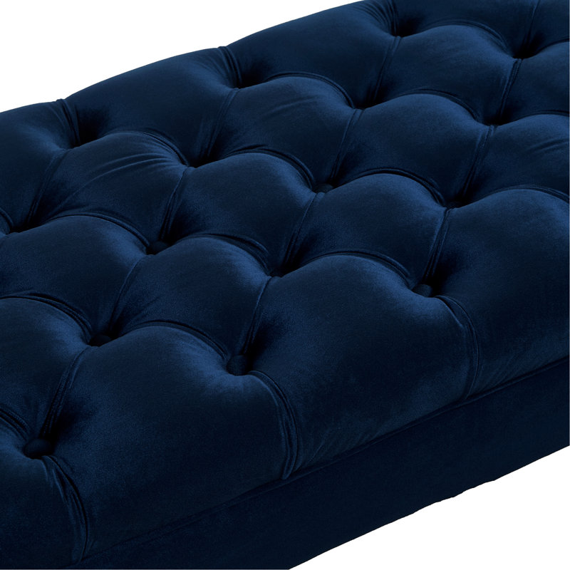 51.48" W Tufted Upholstered Bench, Navy