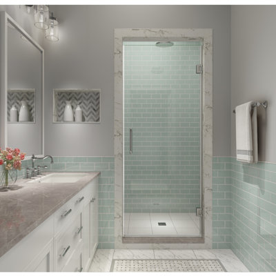 Kinkade XL 24.25" - 24.75" W x 80" H  Hinged Frameless Shower Door