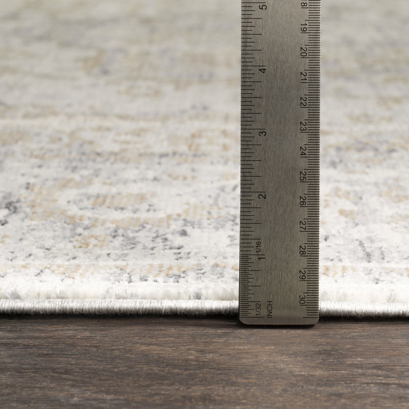 Tapis oriental bleu marine / beige / gris Bechtel, Rectangle 3 pi 11 po x 5 pi 7 po