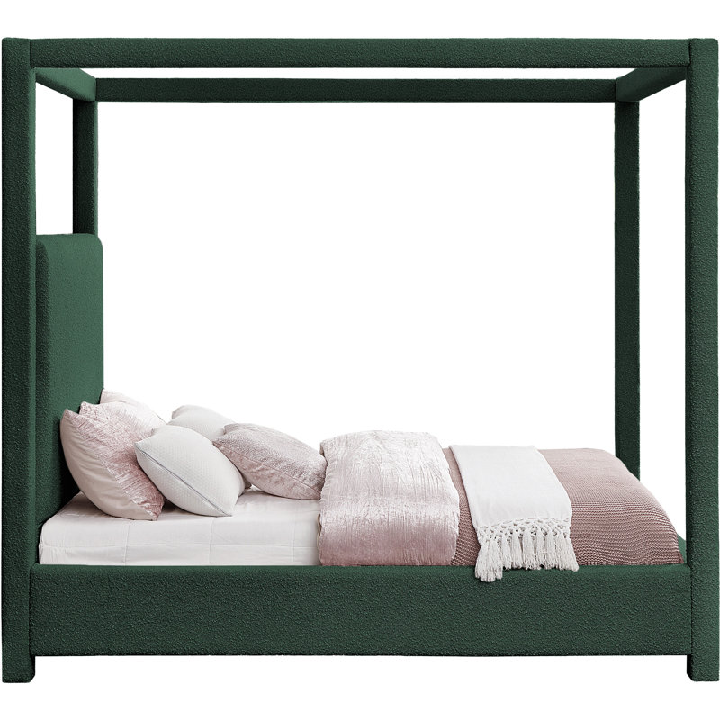 Denn Donnelly Bed, King, Green Boucle Fabric