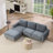2-Piece 84" Upholstered L Shape Sectional Sofa-2121807423
