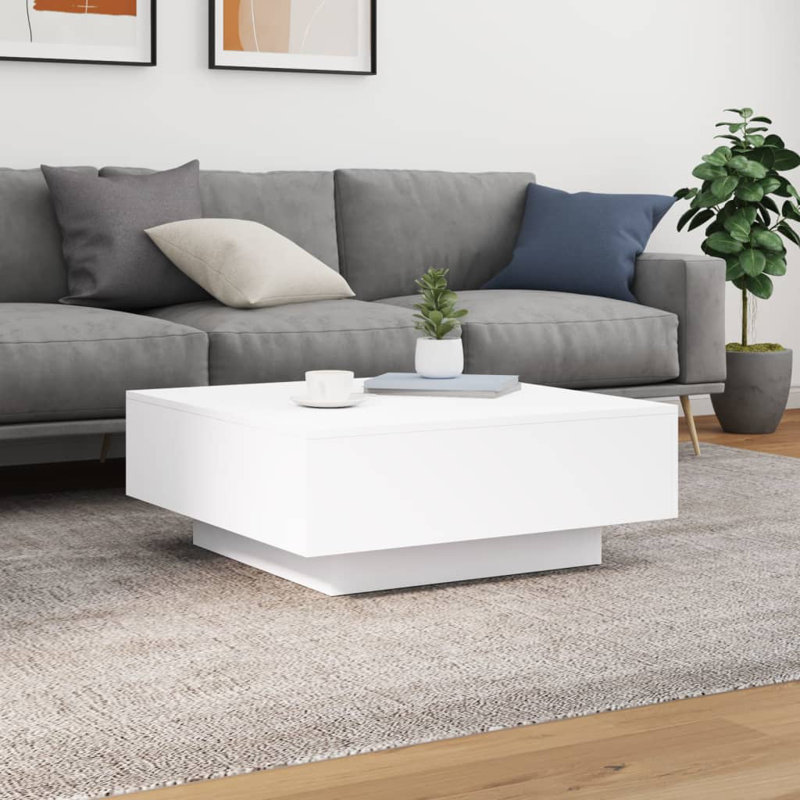 Table basse Jeetu, H 12,2 po x L 21,7 po x l 21,7 po, Blanc