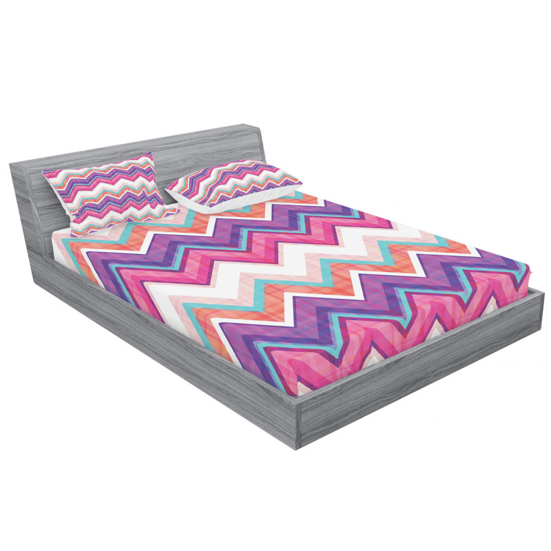 Microfiber Chevron Sheet Set, Queen Sheet Set with Fitted Sheet