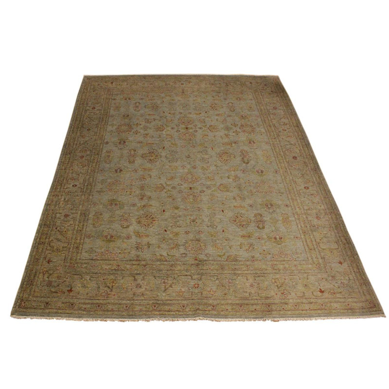 Tapis oriental gris en laine noué à la main 7 pi 11 po x 9 pi 9 po Lamentin