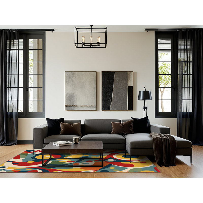Vibrant Pulse Rug, Rectangle 3' x 5'