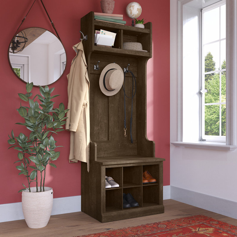Arbre d'entrée Kierra avec banc et rangement pour chaussures, Brun cendré