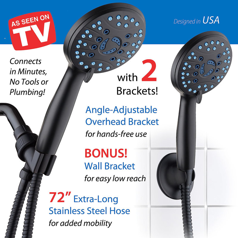High Pressure 8-mode Handheld Shower Head, Matte Black