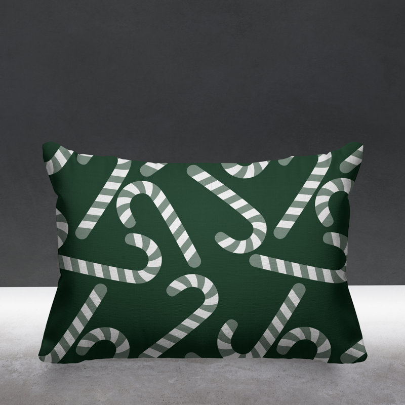Coussin décoratif intérieur / extérieur Christmas Candy Cane, Sauge