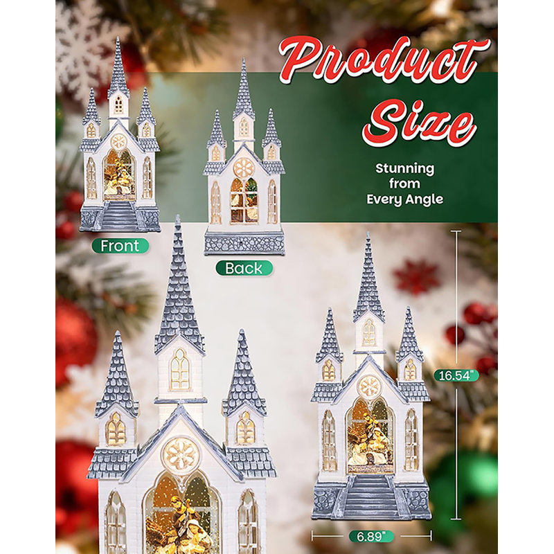 Lanterne en forme de boule à neige illuminée avec crèche de Noël, musique et paillettes tourbillonnantes, pièce maîtresse de Noël de 9,84 po avec cadeau de Noël