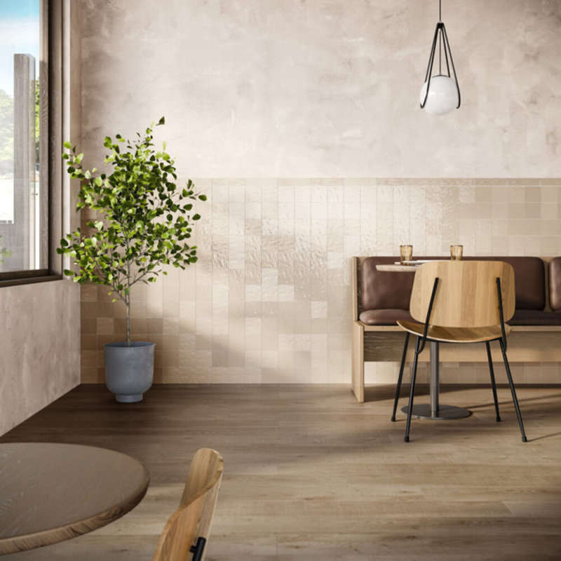 Montauk 4x4 Mixed Finish Ceramic Tile, Cream