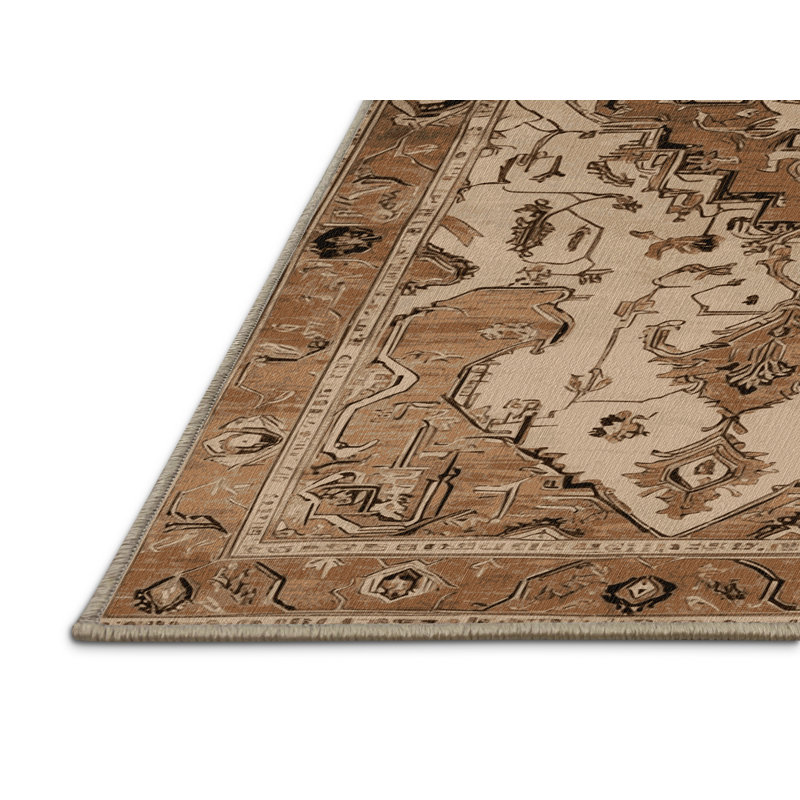 Machine Washable Persian Brown Area Rug, Runner 2' x 4'