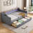 Daybed With 2 Storage Drawers And 2-Tier Shelf & /USB/Type-C Port, Modern Linen Upholstered Sofa Day Bed Frame With  Smart LED Light