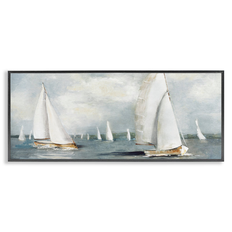 Giclée encadrée par une flotte de voiliers Windy, conception de Sally Swatland, H 13 po x l 30 po