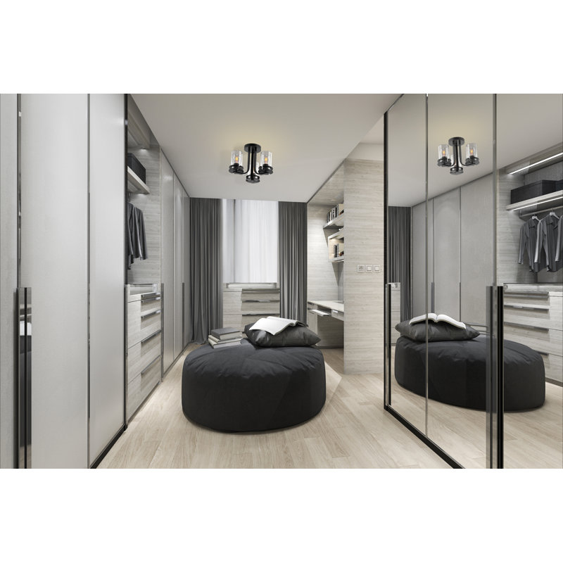 Plafonnier semi-encastré de 14 po Devonshire, Noir mat