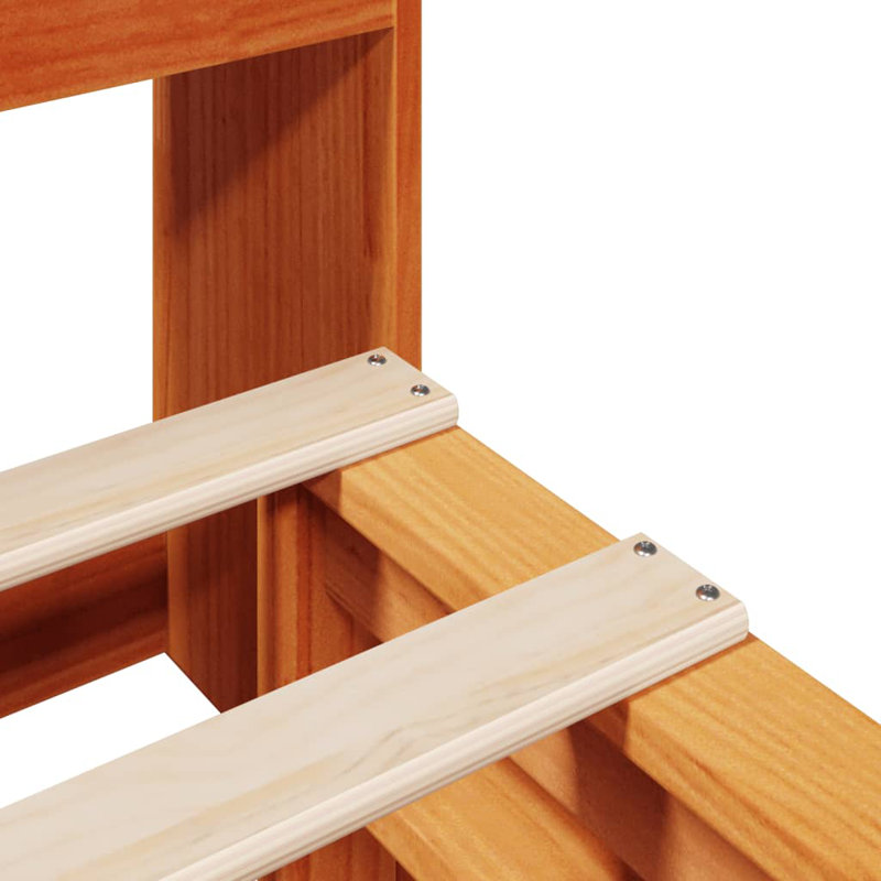 Solid Wood Bed, 120 x 200 cm, Wax Brown