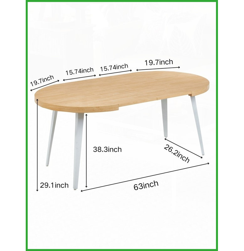 Table basse extensible de couleur chêne avec plateau en panneau de fibres à densité moyenne et amp; Pieds en métal, peu encombrants pour le salon / salle à manger, faciles à assembler