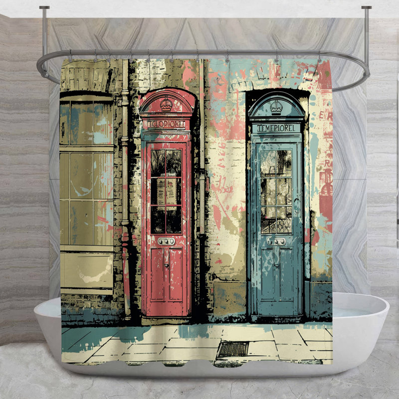 Rideau de douche cabine de téléphone - Urban Bathroom Decor Cottage, H 73 po x l 70 po
