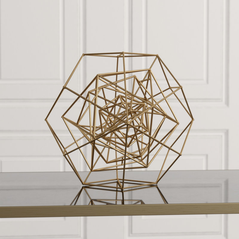 Geo Sculpture, 8" H x 10" W x 10" D, Gold