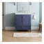 Meuble-lavabo autoportant de 30 po avec lavabo, comptoir en marbre d'ingénierie Carrara avec lavabo rectangulaire encastré en céramique, grande porte de rangement à fermeture en douceur, structure en bois massif-2105338470