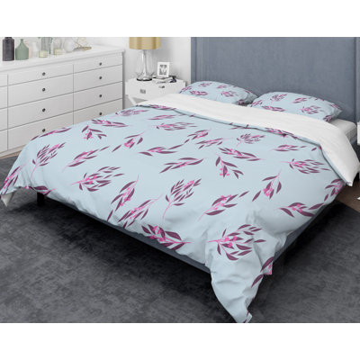 Ensemble de housse de couette brillante eucalyptus floral i mid-century