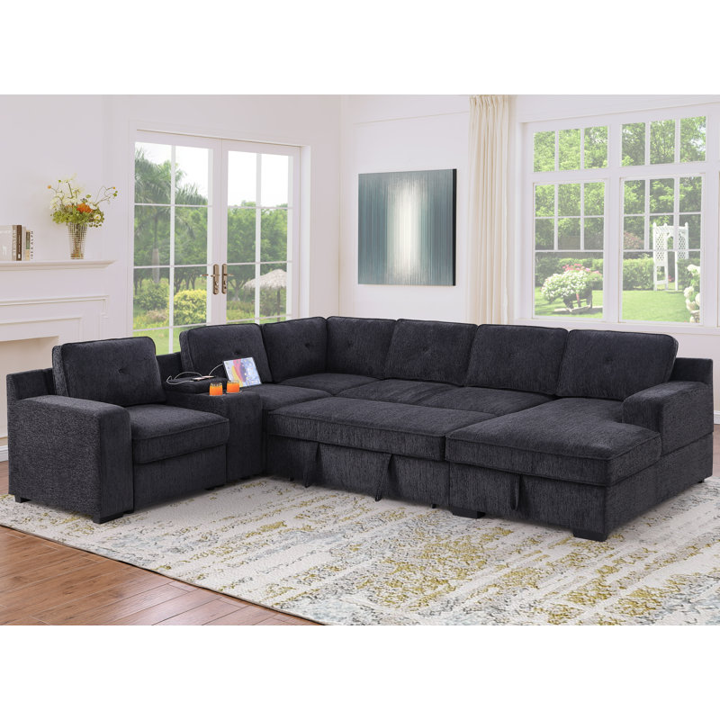 Latitude Run® U-Shaped Sectional Sofa Bed Pull Out Sleeper Couch