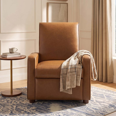 Manual Recliner Chair with Adjustable Backrest and Solid Wood Legs for Home Spaces