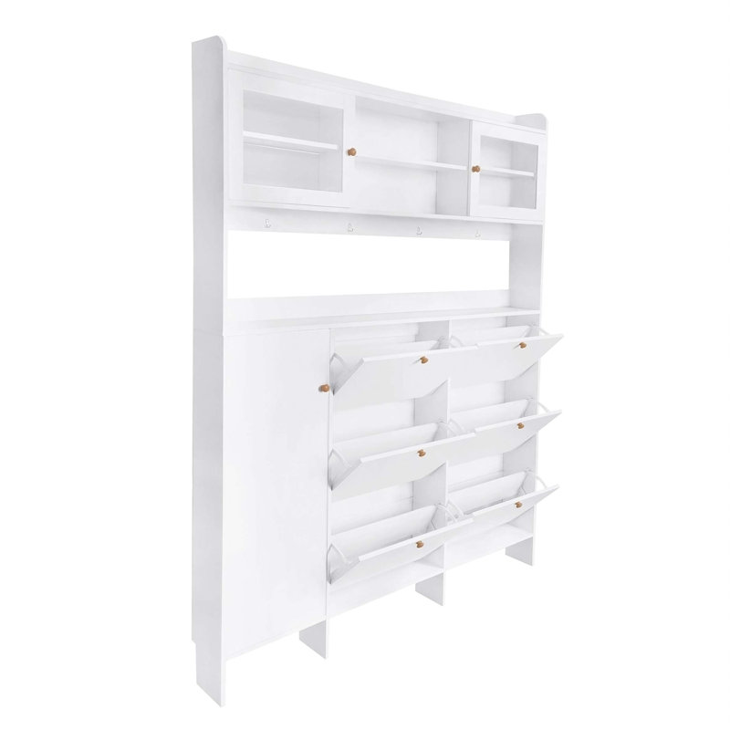 Hall Tree 62.1'' Wide with Shoe Storage, White
