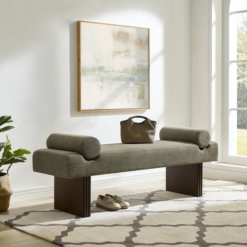  Brooke Contemporary Upholstered Bench, Green, Green