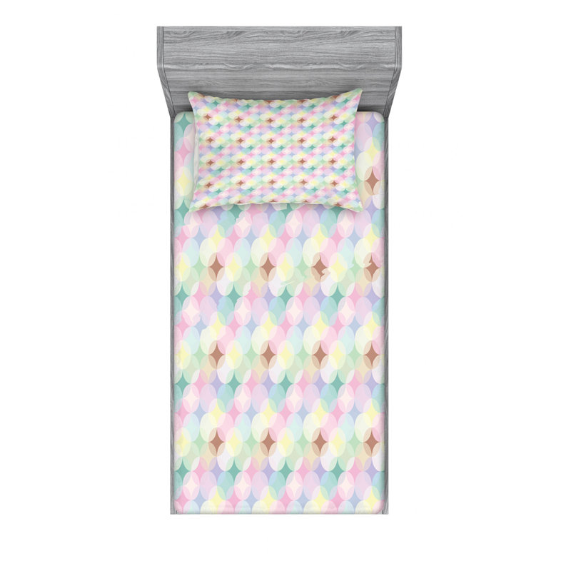 Microfiber Geometric Sheet Set, Twin XL Sheet Set with Fitted Sheet