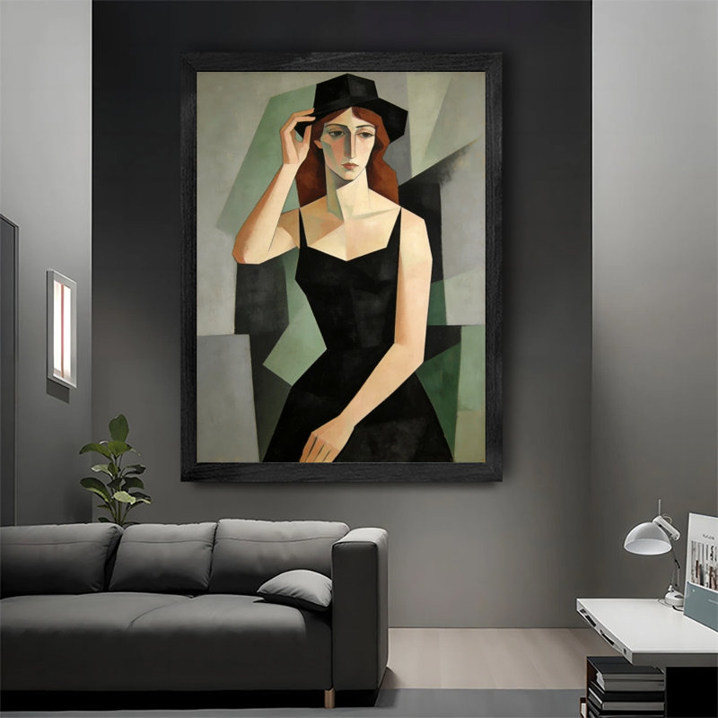 Impression sur toile de qualité supérieure en bois massif noir avec cadre noir prêt à accrocher, H 37 po x l 25 po