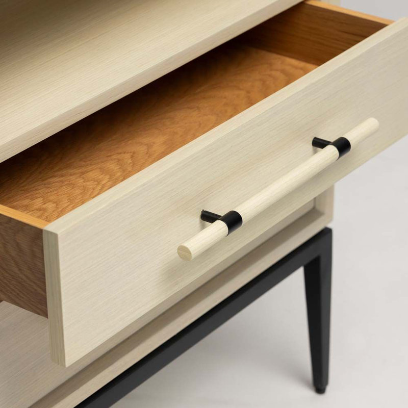 Commode de chevet Burton - Parchemin, Parchemin / noir mat