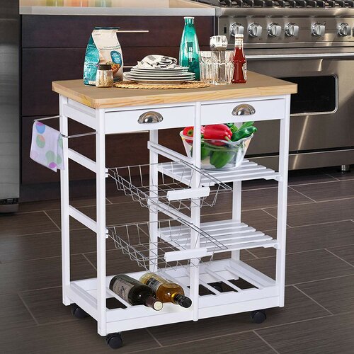 August Grove Richards 74cm Wide Rolling Kitchen Trolley & Reviews ...