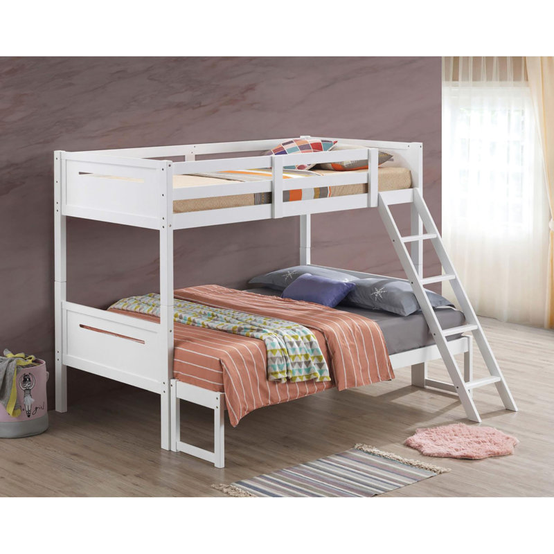 Lit superposé en bois blanc pour et adolescents - Option de chambre à coucher polyvalente avec tête de lit inclinée qui ajoute du caractère à