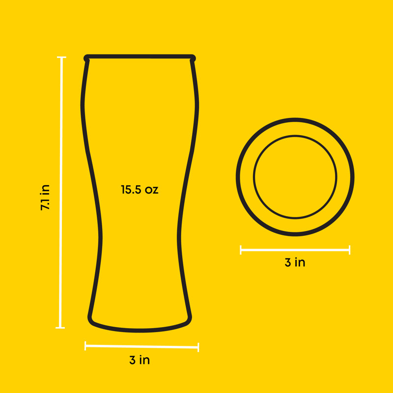 JoyJolt Callen Beer Glasses, 15.5oz