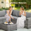 Ensemble de conversation modulaire en osier avec coussins et table de foyer 13 pièces Bobia-1809357157