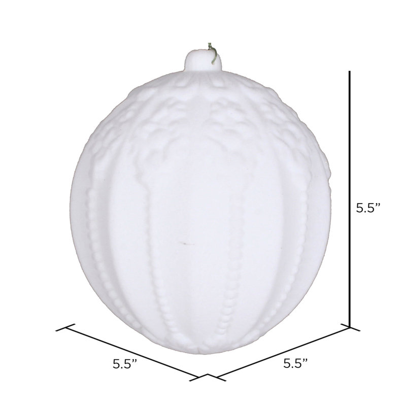 Ornement boule en relief floqué, Blanc