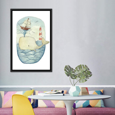 «Cute Whale in the Sea» par Mike Koubou - impression d'art graphique