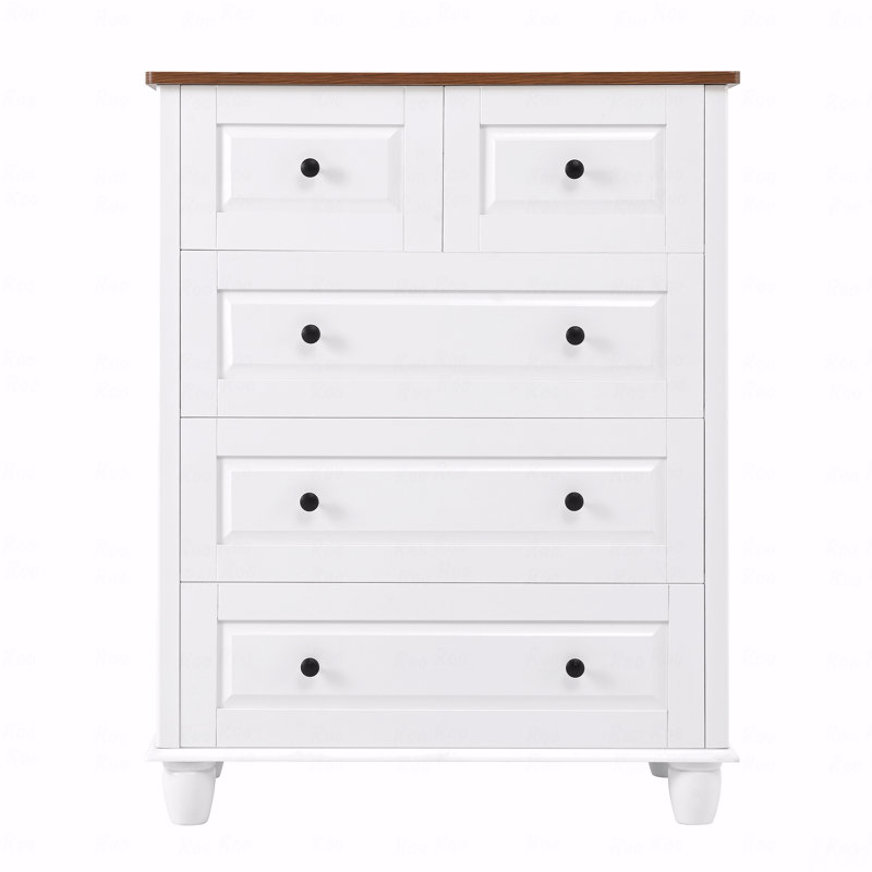 Commode à 5 tiroirs, commode à 5 tiroirs, commode haute, avec espace lointain, armoire de rangement en bois (commode)
