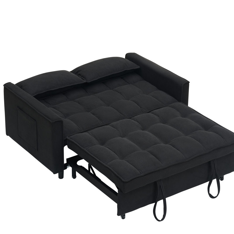 Lit double rembourré noir pour 2 sièges, structure en bois massif 2 lits, noir, cadre, Black