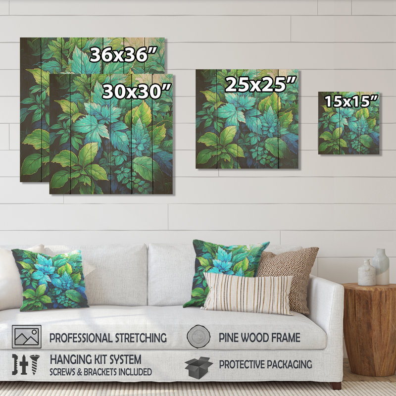 «Herbs Peppermint Breeze IV» - Herbes florales sur bois, H 15 po x l 15 po