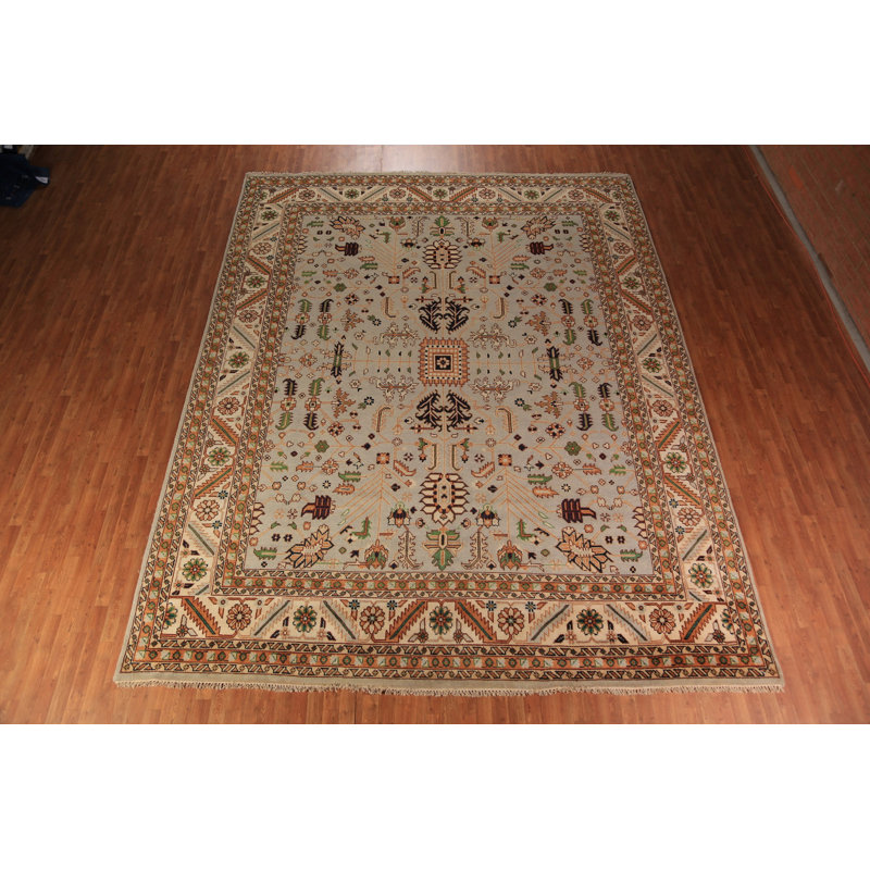 Tapis gris anthracite et gris nouvel âge en laine 14 pi 10 po x 11 pi Ferdousi