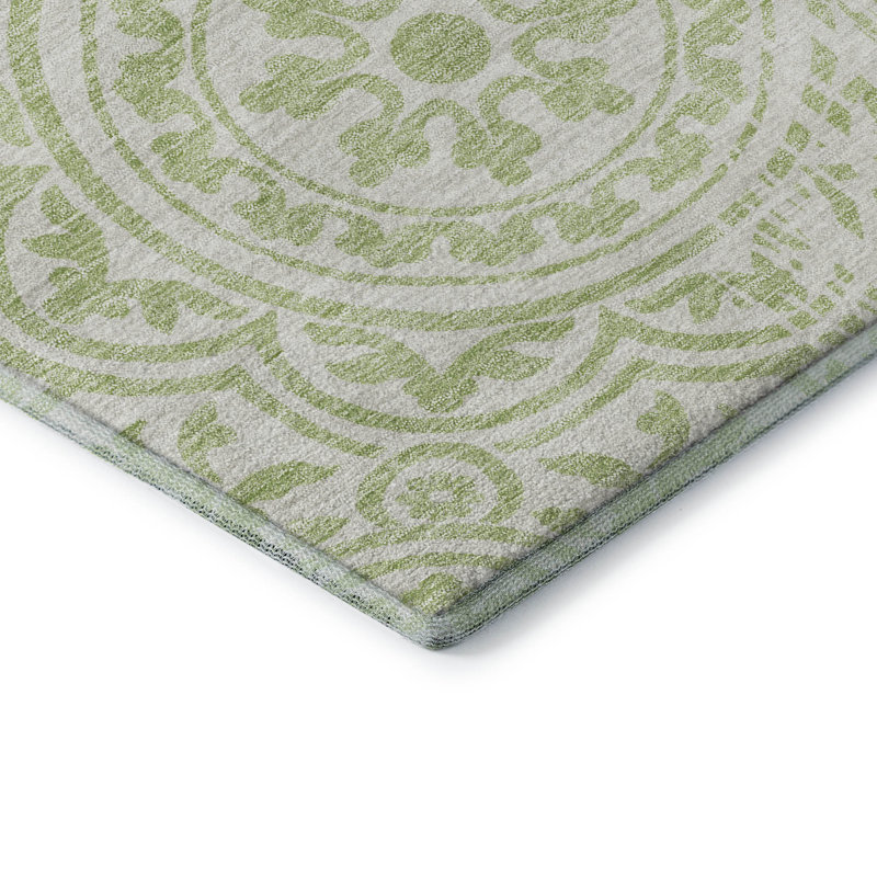 Premium Machine Washable Prisco Aloe Rug, Rectangle 1'8" x 2'6"