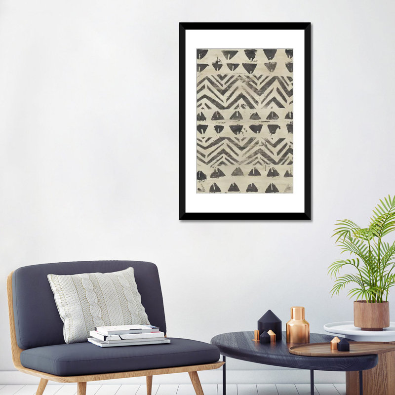 « pattern bazaar i », impression sur toile, Papier d'art encadré noir, Blanc, H 32 po x l 24 po x P 1 po