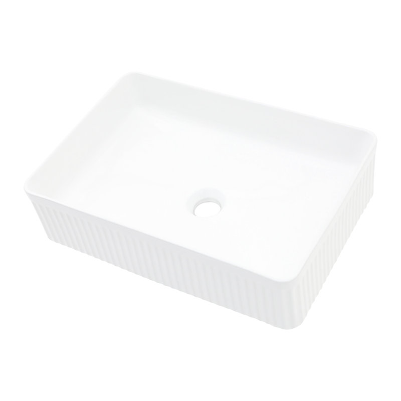 Quality White Ceramic Rectangular Bathroom Sink - Vessel Style, Stain , Longevity Vessel, Smooth Finish