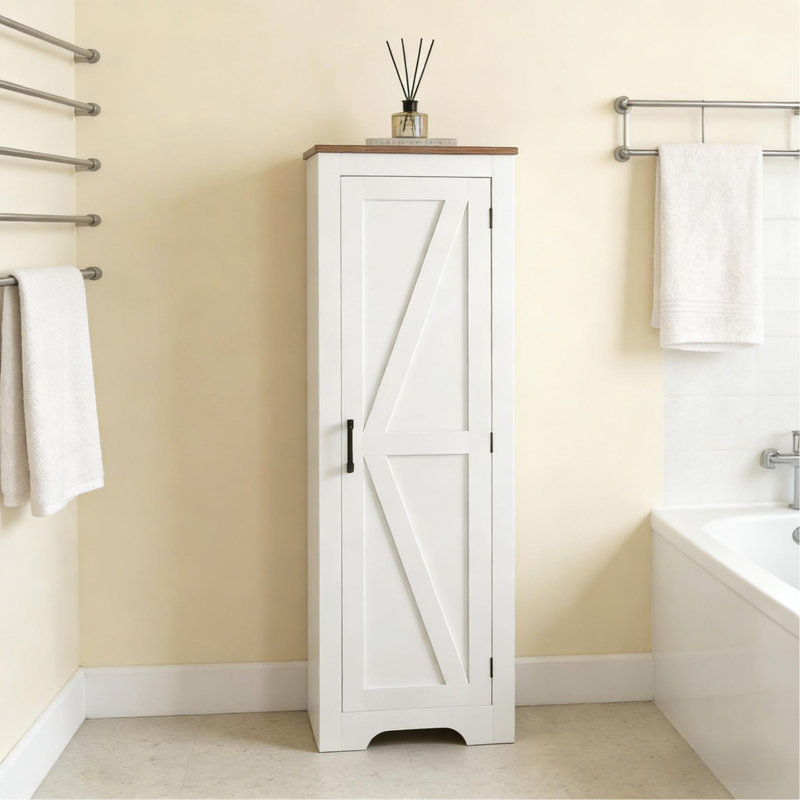 Single Barn Door Accent Cabinet For Living Room, Floor Pantry Cabinet
