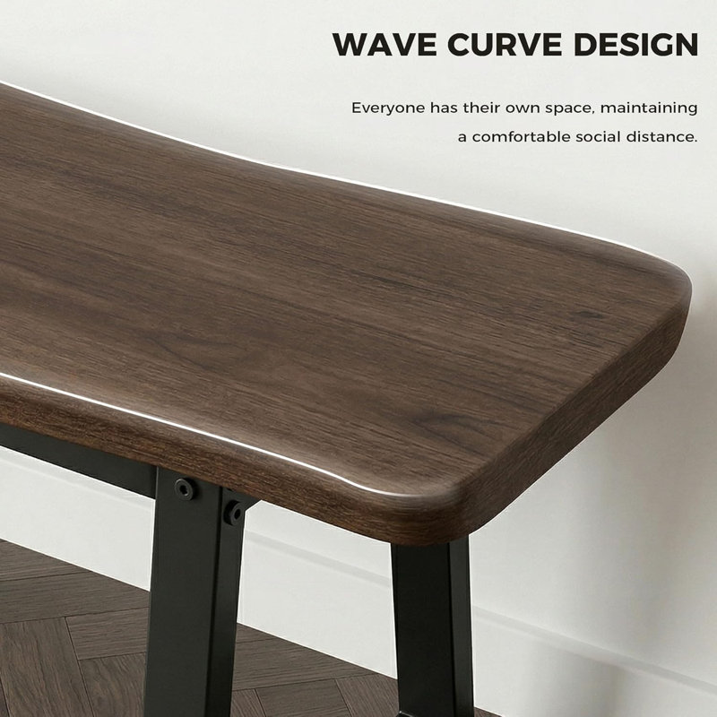 Banc d'entrée en bois massif 2 pièces, banc de chaussures pour l'intérieur, Noyer